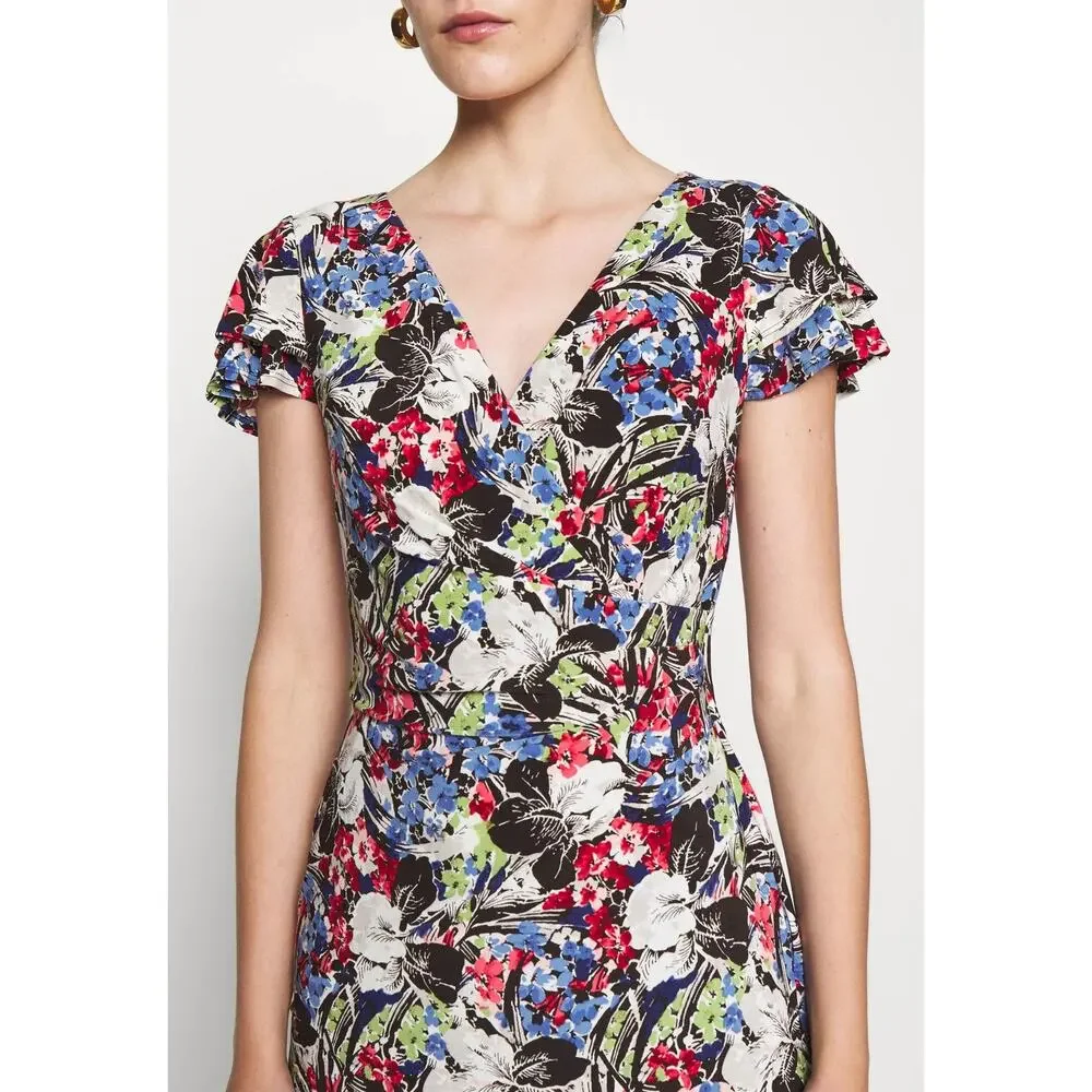 Lauren Ralph Lauren Floral Flutter-Sleeve Surplice Dress Multicolor Size 10